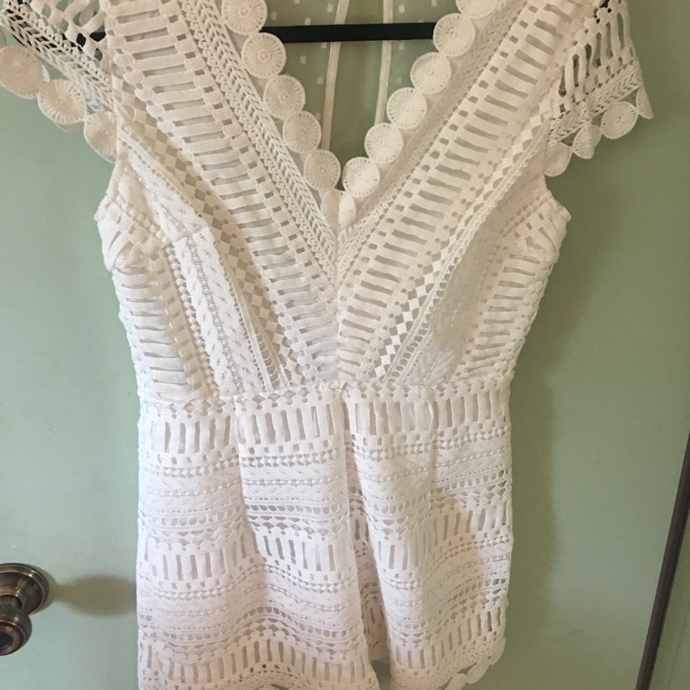 Crochet white romper